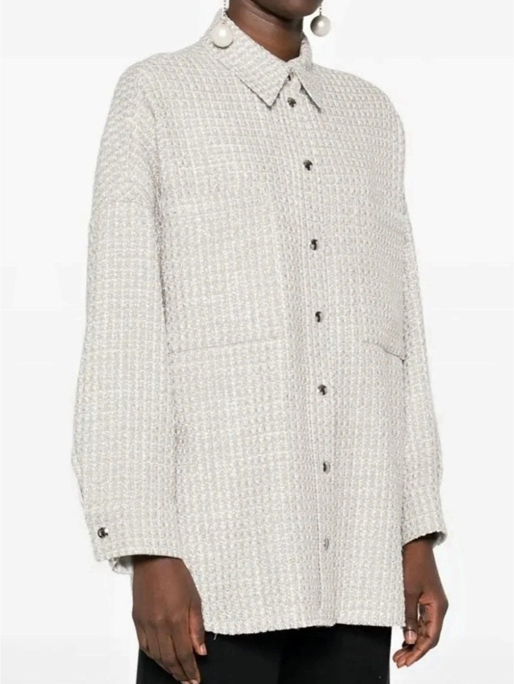 IRO Paris Julianne Ivory Metallic Tweed Oversized Jacket NWT FR 36 US 4 S $495